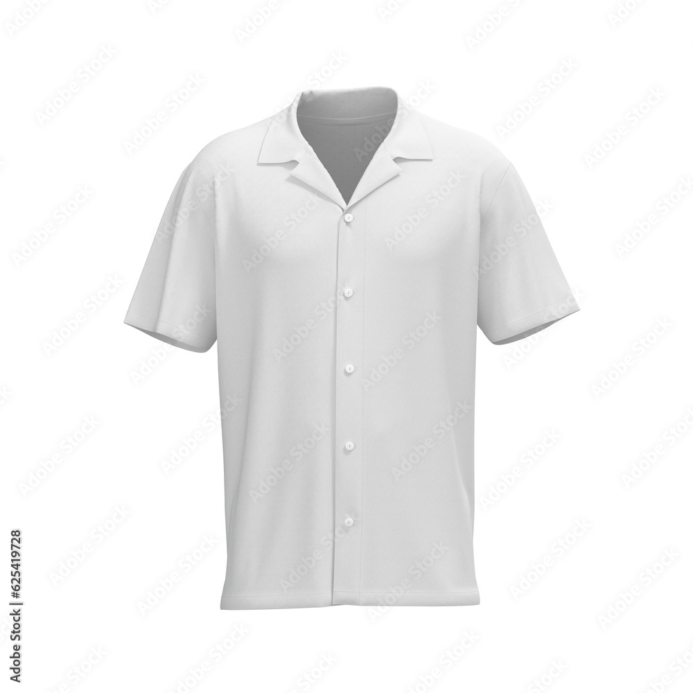 Men Revere collar n short sleeve shirt isolated on white front Men Revere collar n short sleeve shirt isolated on white front