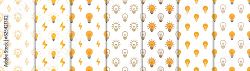 Light bulb electricity seamless pattern on white background vector design