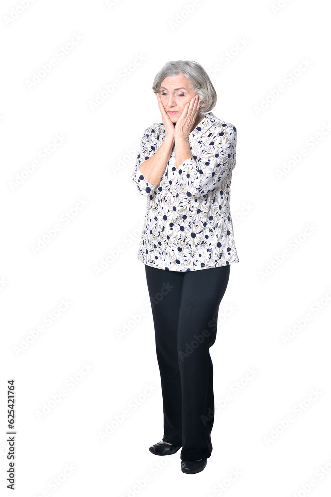 full length, serious senior woman posing, isolated on white full length, serious senior woman posing, isolated on white