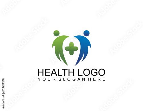 Health Care Logo, For Medical Center, With line Cross Symbol