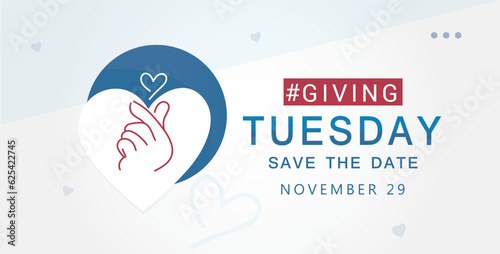 Giving Tuesday Typography with a Hashtag and Save the Date. World Giving Day backdrop
