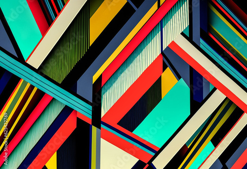 Multicolor abstract lines background. Modern geometric pattern. Abstract psychedelic illustration. Generative AI 