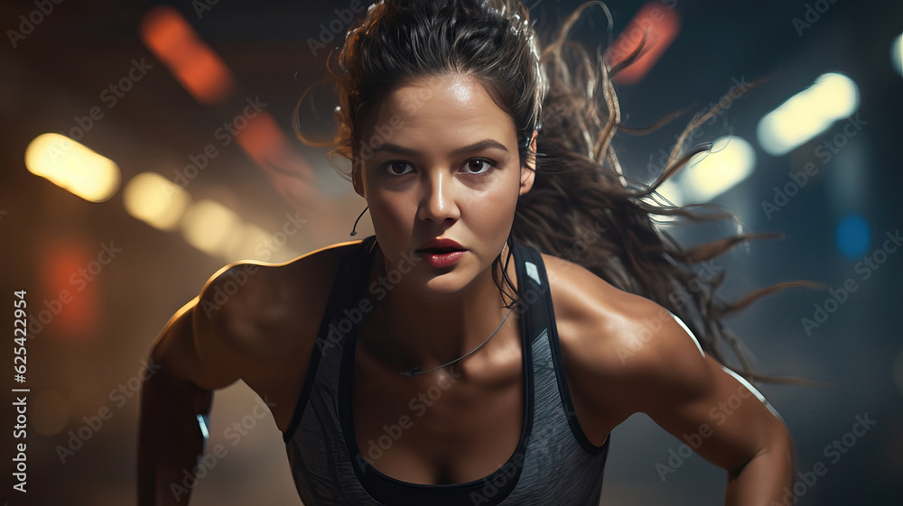 athletic young woman running, generative ai athletic young woman running, generative ai