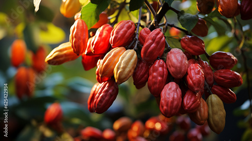 Tropischer Kakaobaum im Detail