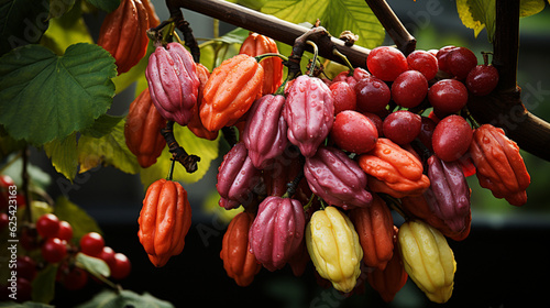 Reife Kakaofrüchte am Baum photo
