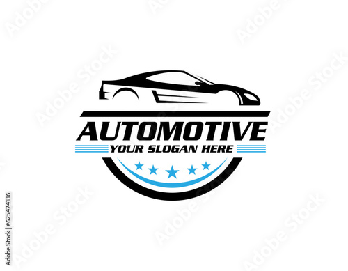 Sports car logo icon. Motor vehicle silhouette emblems. Auto garage dealership brand identity design elements. Vector illustrations.