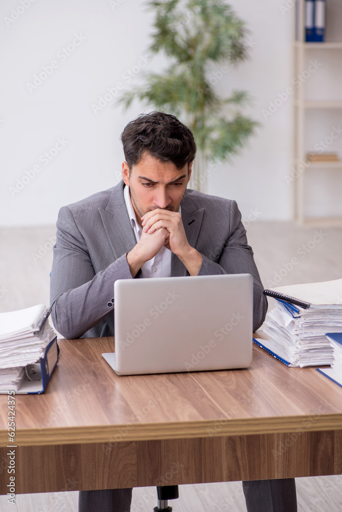 Young male employee working in the office Young male employee working in the office