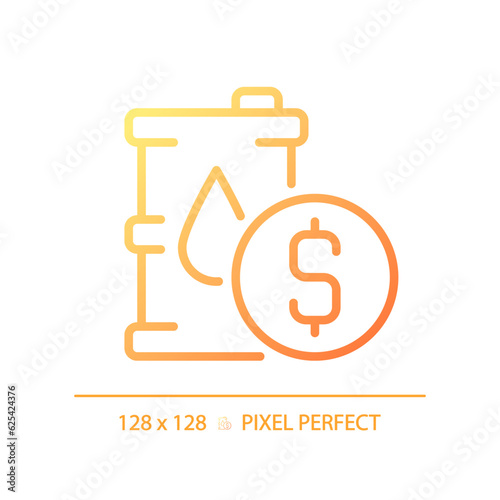 Oil price gradient linear vector icon. Energy transition. Petrol barrel. Stock market. Fuel economy. Global trade. Thin line color symbol. Modern style pictogram. Vector isolated outline drawing