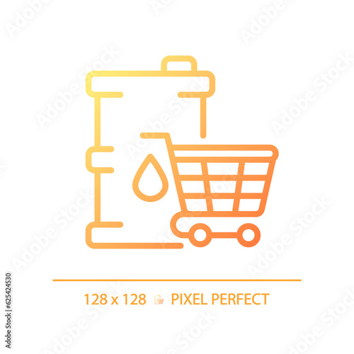 Oil market gradient linear vector icon. Energy policy. Global economics. Stock exchange. Gas and oil industry. Thin line color symbol. Modern style pictogram. Vector isolated outline drawing