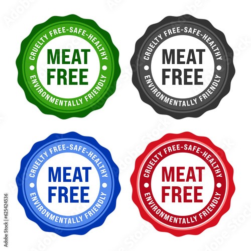 Meat free Cruelty free, safe, healthy. Environmentally friendly. Lab - Grown. Cultured meat badge logo, icon. Vector illustration. Can be used business company for eco, organic, bio theme.