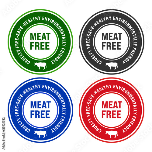Meat free Cruelty free, safe, healthy. Environmentally friendly. Lab - Grown. Cultured meat badge logo, icon. Vector illustration. Can be used business company for eco, organic, bio theme.