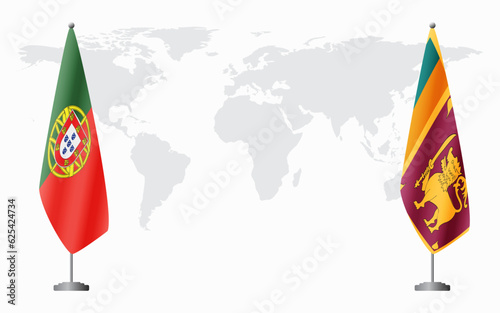 Portugal and Sri Lanka flags for official meeting