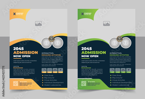Kids Children back to school education admission flyer poster layout, book cover, leaflet, brochure template layout