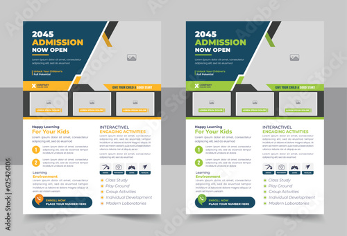 Creative Kids back to school education admission flyer poster layout template, book cover, leaflet, poster, brochure template