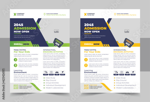 Kids back to school education admission flyer poster layout template, book cover, leaflet, poster, brochure template
