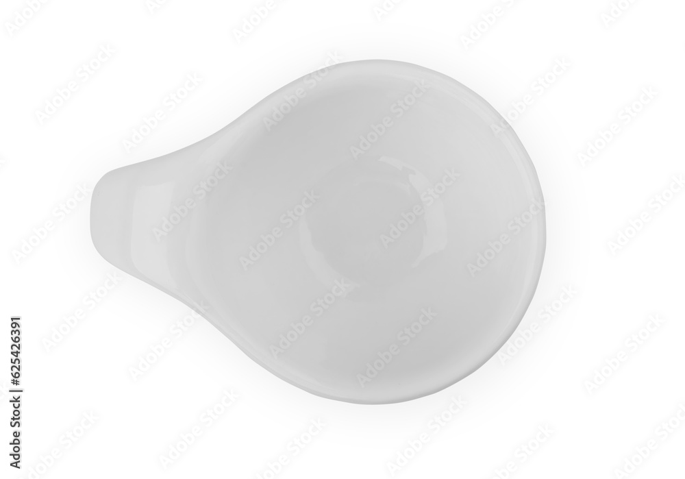 Empty ceramic saucer on white background Empty ceramic saucer on white background