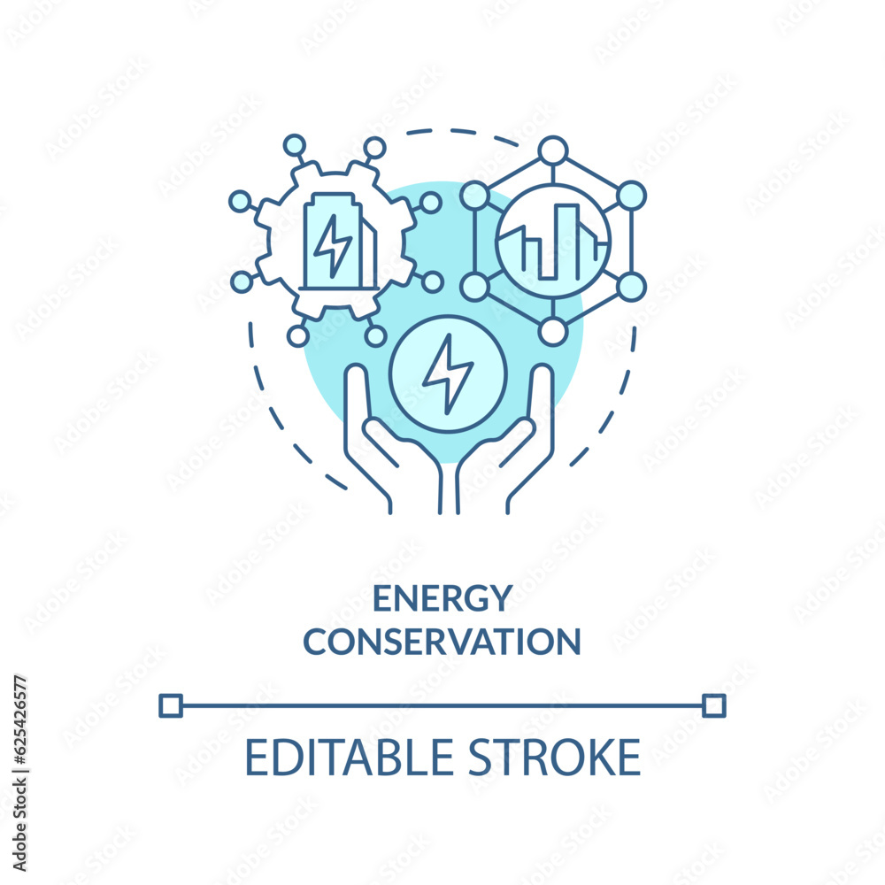 Editable energy conservation linear concept, isolated vector, blue thin line icon representing carbon border adjustment.