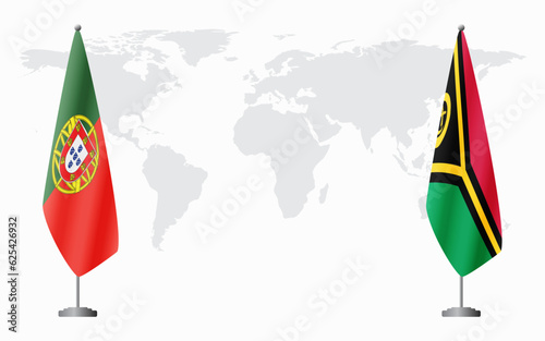 Portugal and Vanuatu flags for official meeting