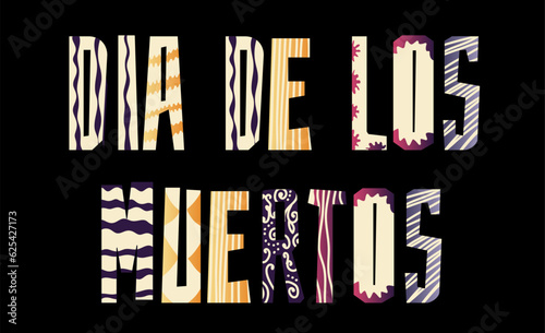 The inscription Dia de los muertos which translates as Day of the Ddad on a black Vector phone, flat style. can be used for promoting Day of the Dead events, and cultural celebrations