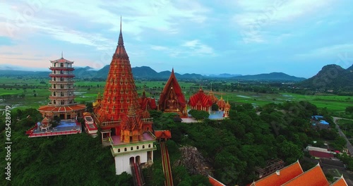 Wallpaper Mural .Aerial view beautiful Tham Suea temple is another famous place and is a major tourist attraction of Kanchanaburi. .Amazing temple on hilltop in beautiful sunrise. Unimaginable beauty background. Torontodigital.ca