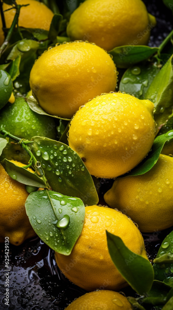 Freshly washed yellow lemons