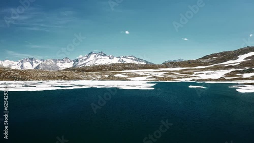 Beautiful aerial view over Totensee lake Grimselpass, Switzerland, 2K photo