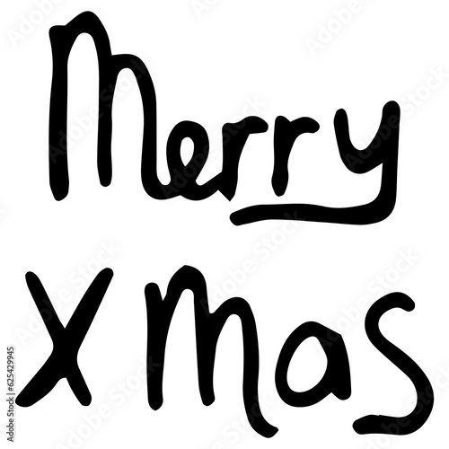 Lettering Merry Christmas. Simple doodle illustration. Christmas, winter, New Year, holiday. Transparent PNG Clipart