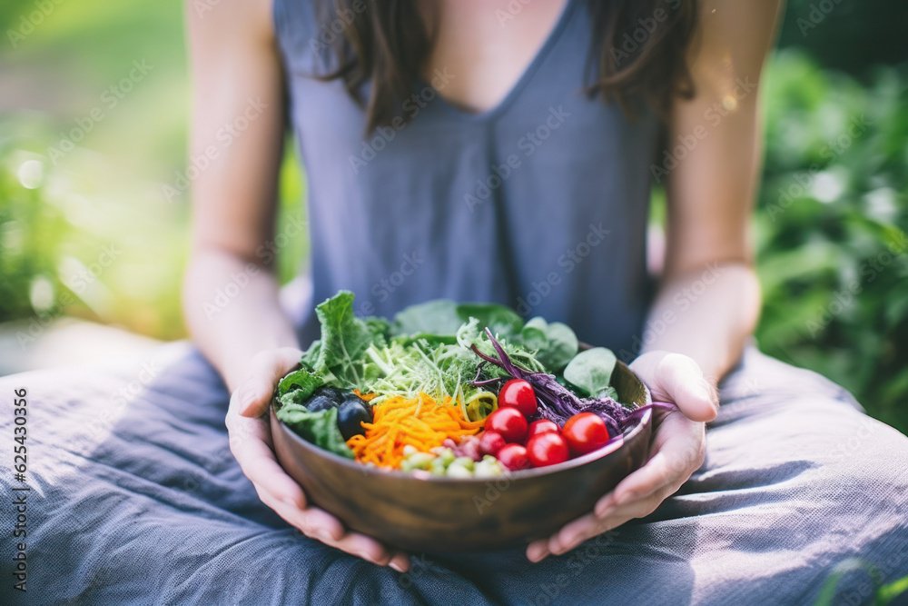 A person meditating or practicing mindfulness, highlighting the mental well-being aspect of healthy food choices. A person meditating or practicing mindfulness, highlighting the mental well-being aspect of healthy food choices.