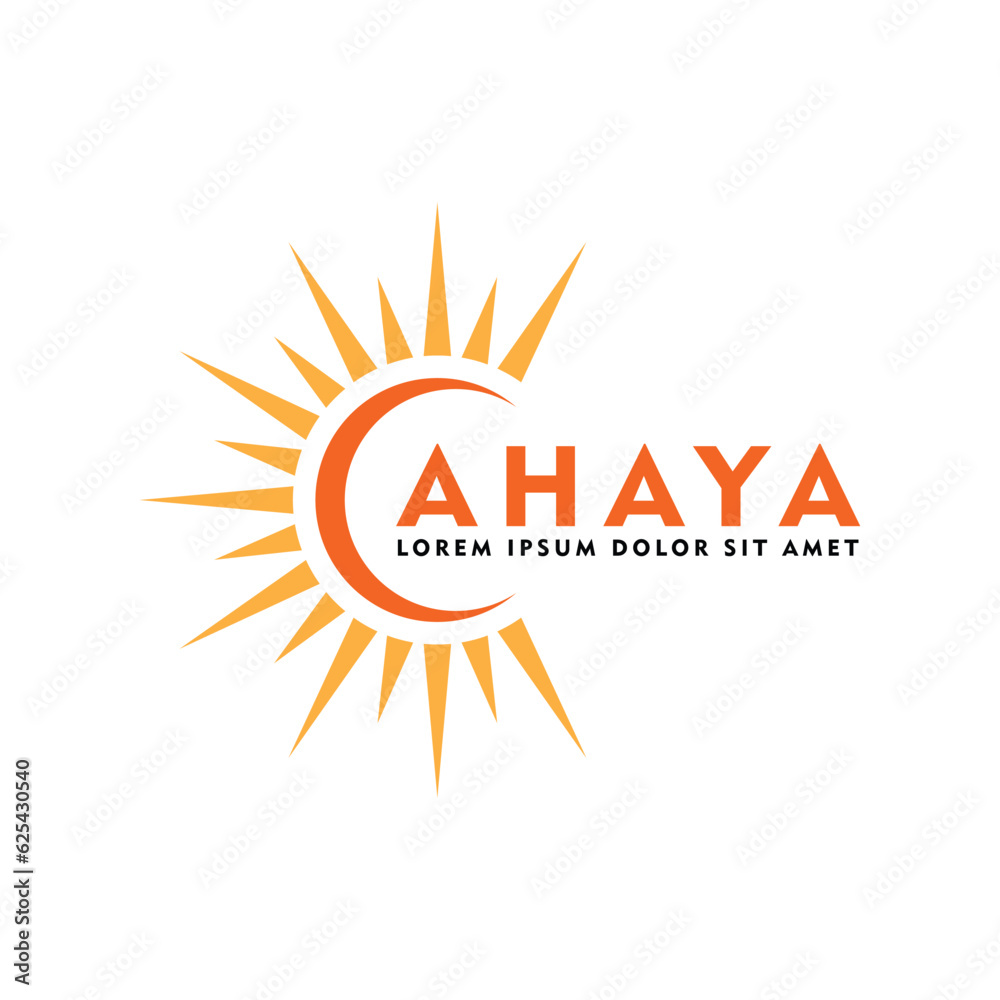 Fototapeta premium Cahaya logo, sun and moon logo vector flat design illustration