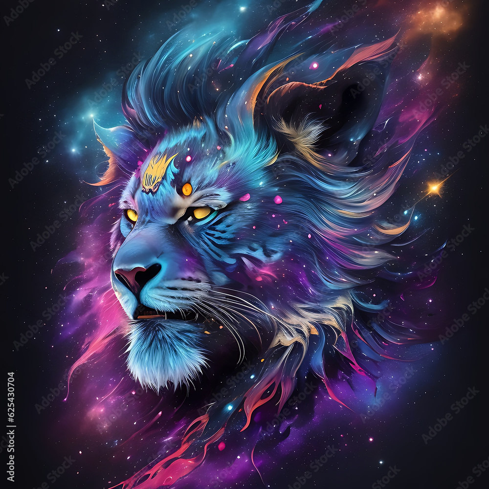 T-Shirt design featuring the majestic King Leo Nebulosa Galaxy.