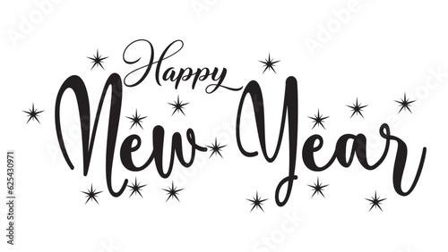 Happy New Year typography text illustration isolated element.