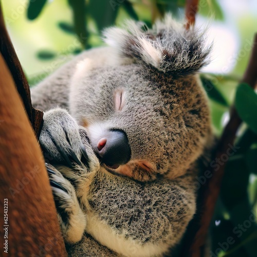 Koala asleep in tree © Lupu