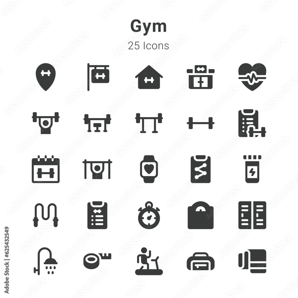 25 icons collection on Gym and related topics 25 icons collection on Gym and related topics