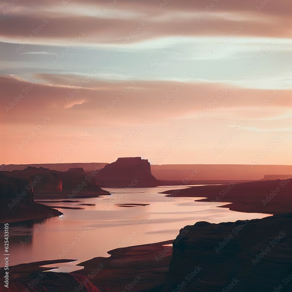 View of Lake Powell during sunset
