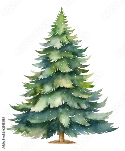 Watercolor Christmas tree traditional isolated. © Pro Hi-Res