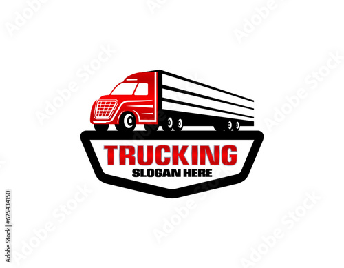 Trucking company logo. Bold badge emblem logo concept. Ready made logo template set vector isolated
