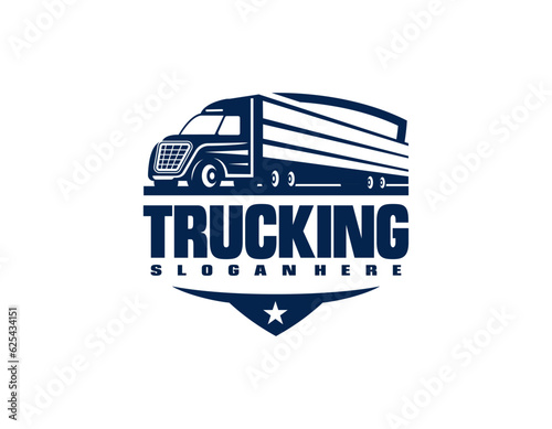 Trucking company logo. Bold badge emblem logo concept. Ready made logo template set vector isolated