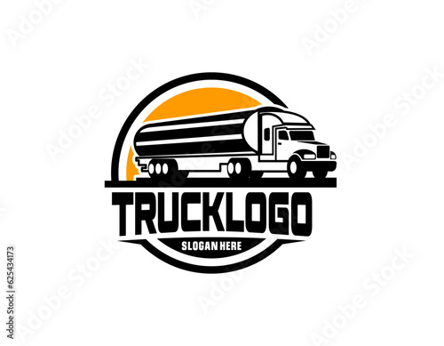 Vehicle. Big Cargo Truck. Tank. Gasoline tanker. Tank truck, fuel and oil tanker truck, septic tank pumping truck logo vector