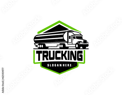 Vehicle. Big Cargo Truck. Tank. Gasoline tanker. Tank truck, fuel and oil tanker truck, septic tank pumping truck logo vector
