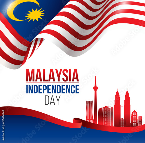 Vector illustration of 31 AUGUST HAPPY INDEPENDENCE DAY and Malaysia flag