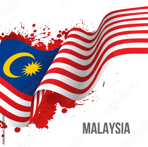 Vector illustration of 31 AUGUST HAPPY INDEPENDENCE DAY and Malaysia flag photo