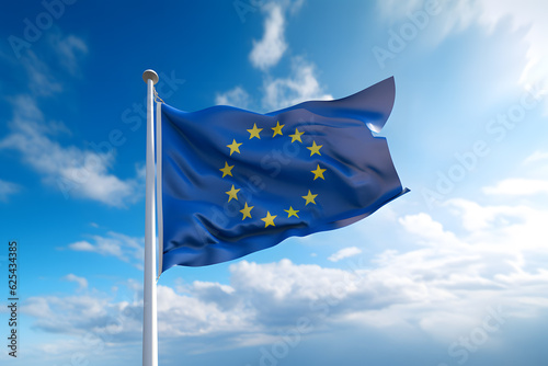 A EU flag waving in the wind