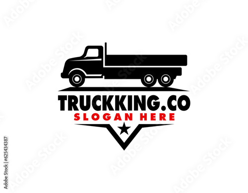 Trucking company emblem logo ready made logo template. Semi truck 18 wheeler freight badge logo vector isolated. Perfect logo for trucking and freight industry