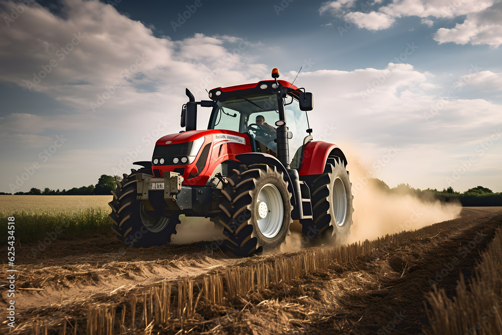 A farmer driving a tractor in a field A farmer driving a tractor in a field