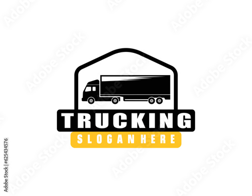Truck emblems. Freight, delivery symbol. Vector illustration
