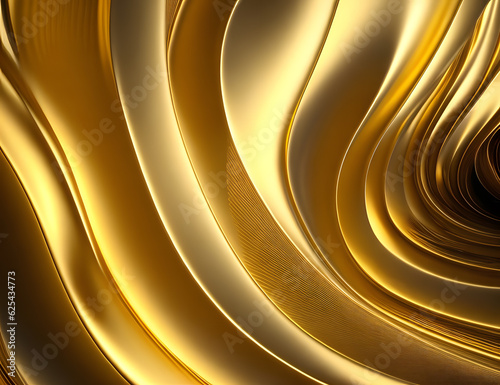 3d Abstract Golden Background. Silky Wave Golden Texture Wavy Background