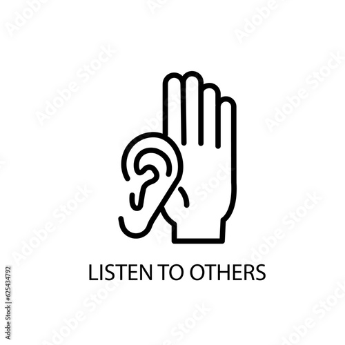 Listen to Others Thin Line Vector Icon Isolated on the White Background.