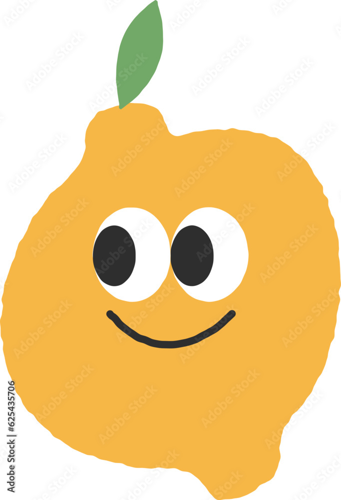 Colorful fruits lemon illustration character set
