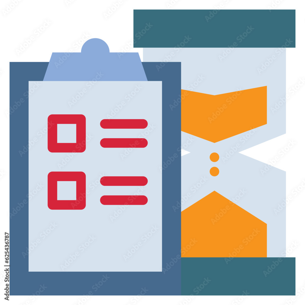 sand watch checklist board work date time icon flat style sand watch checklist board work date time icon flat style