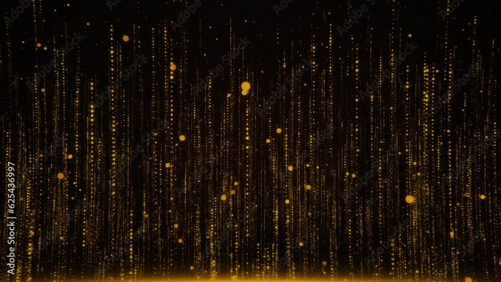 Glitter Sparkling Magic Trail light luxury rays wave. Shining gold Dust particles bokeh trail sparkles on black background 4K. Birthday, Anniversary, new year, event, Christmas, Festival, Diwali.